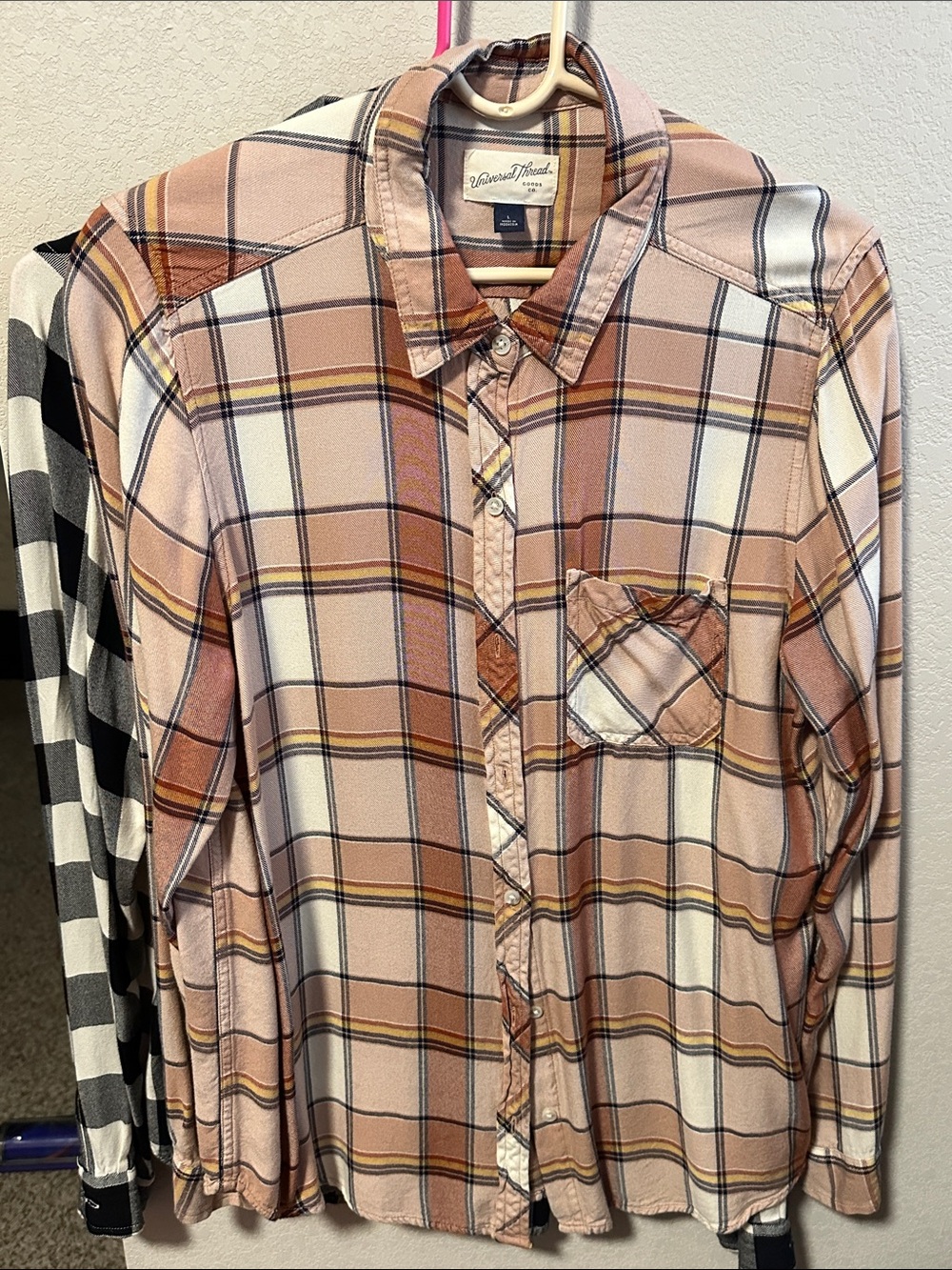 2 Women’s Universal Thread Plaid Button-Down Shirts